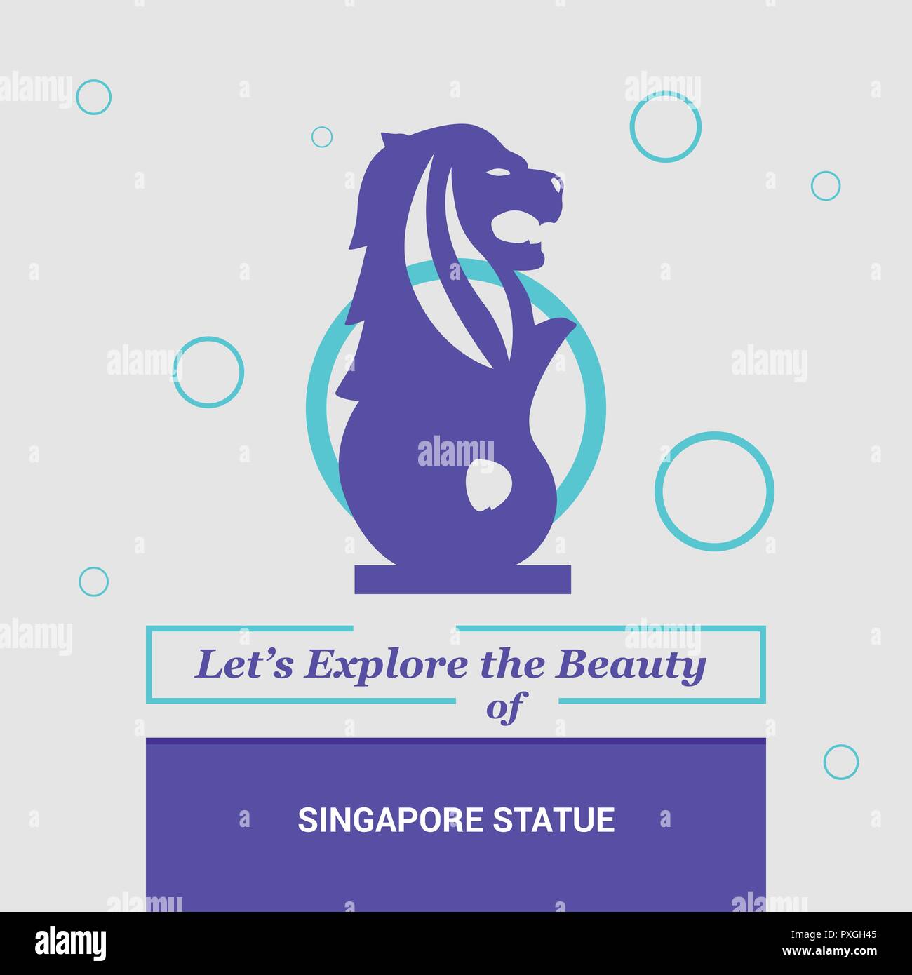 Nous allons explorer la beauté de Singapour, Singapour Monuments National Statue Illustration de Vecteur