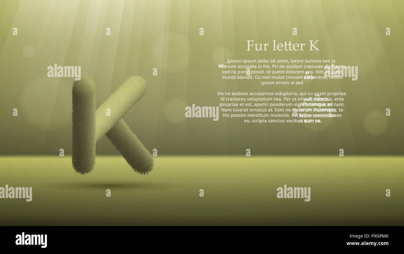 L'affichage des produits ou la publicité modèle concept. Illustration Vecteur de fourrure lettre K sur gradient de couleur kaki fond chambre studio pour votre conception Illustration de Vecteur