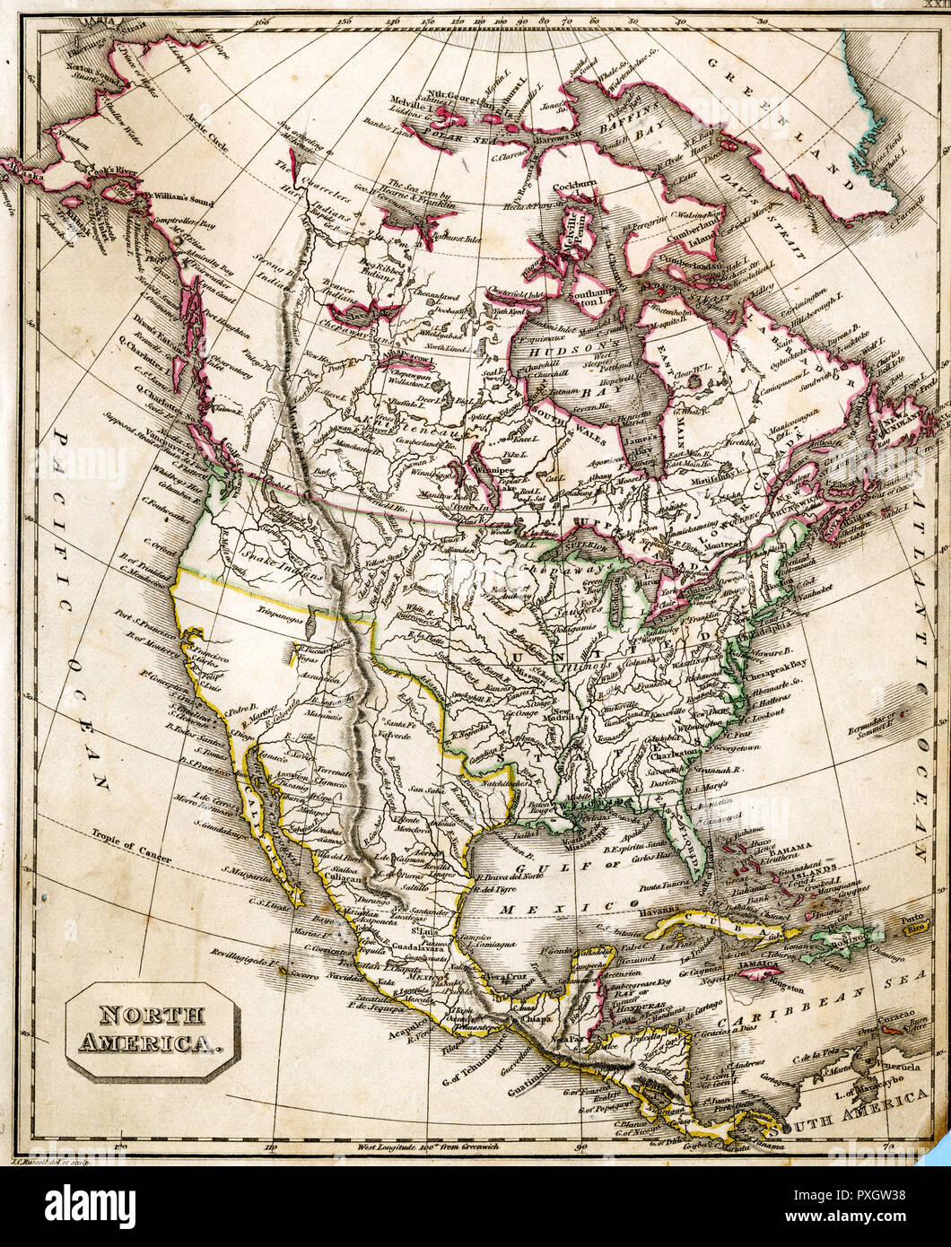 CARTE/AMÉRIQUE DU NORD 1827 Banque D'Images