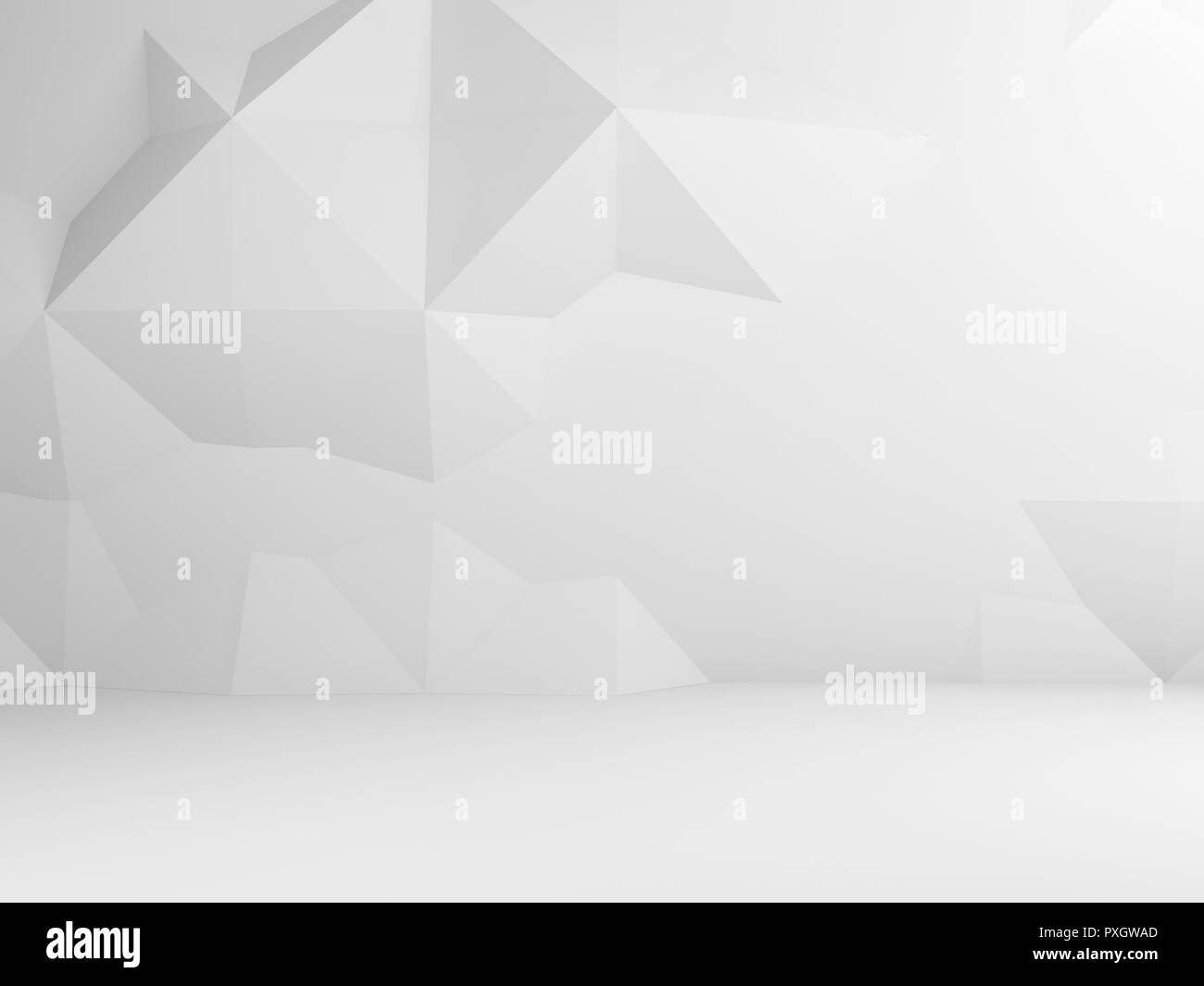 Résumé de l'intérieur blanc avec décoration sur le mur bas, poly rendu 3d illustration Banque D'Images