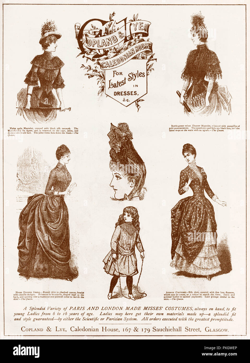 Publicité pour les robes pour femmes Copland & Lye 1887 Banque D'Images