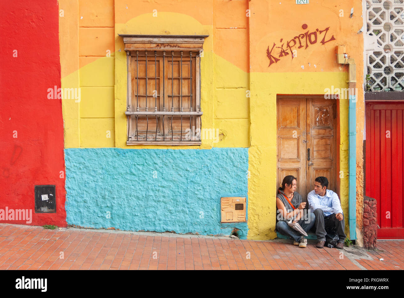 Dans la rue, La Candelaria Bogota, Colombie Banque D'Images