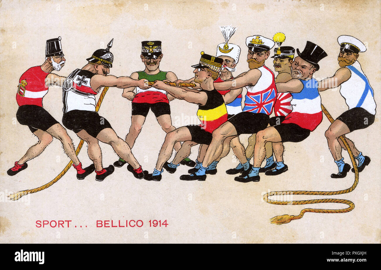 WW1 - Tug de guerre entre les alliés et les puissances centrales Banque D'Images
