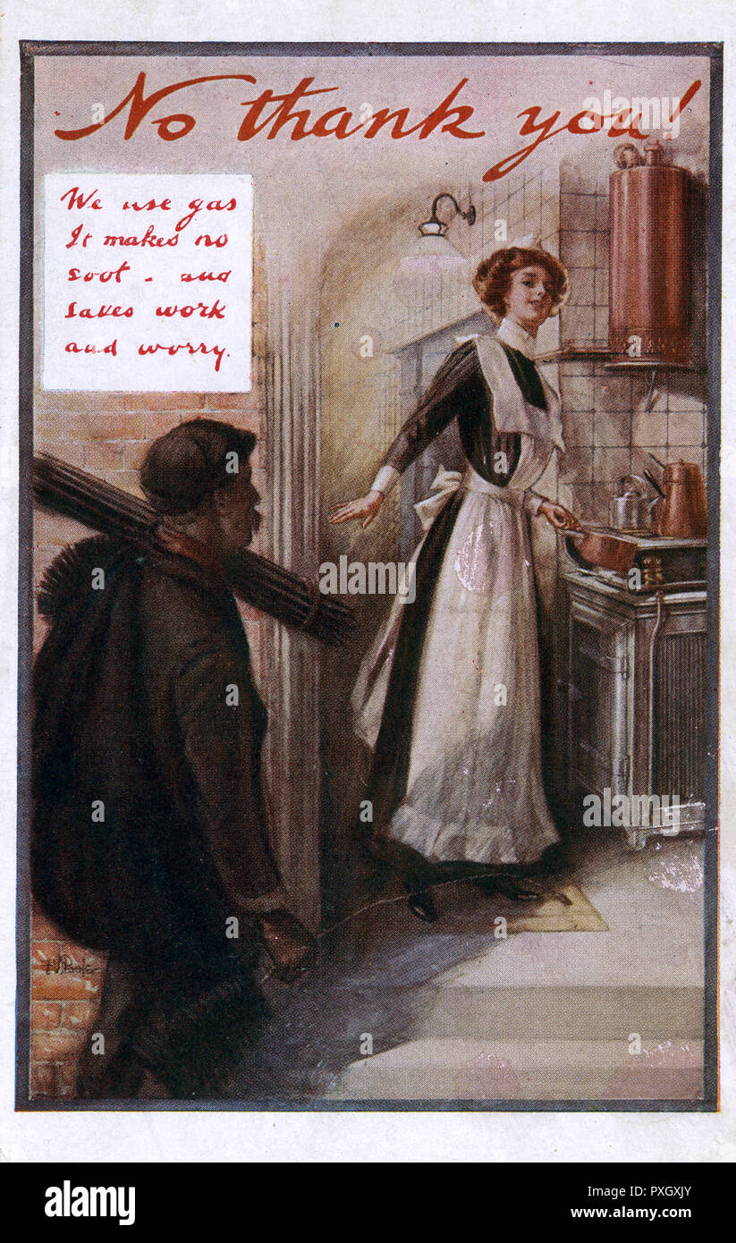 Les progrès technologiques du chauffage domestique - du charbon au gaz Banque D'Images