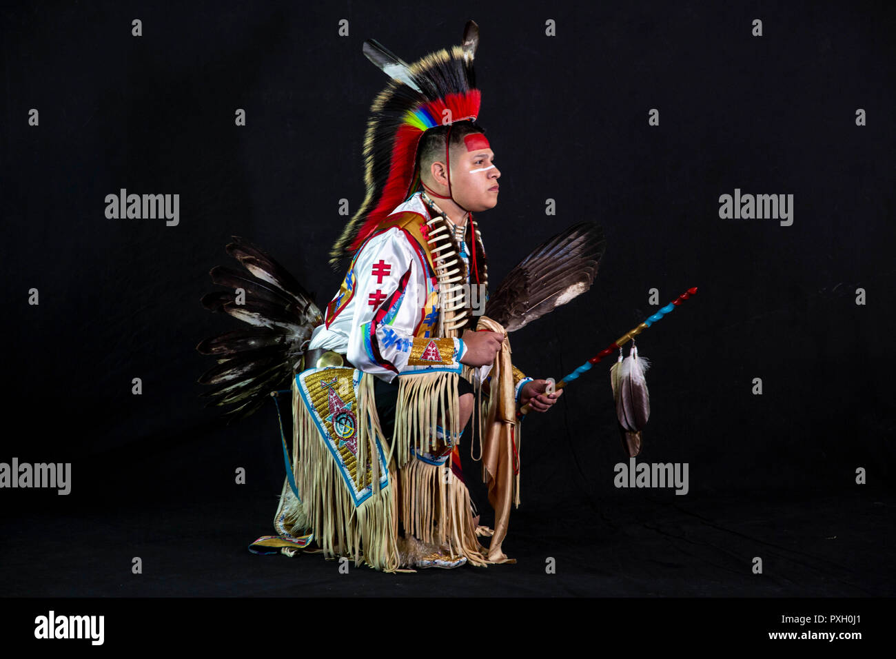 Native American Sioux lakotas en costume traditionnel Banque D'Images