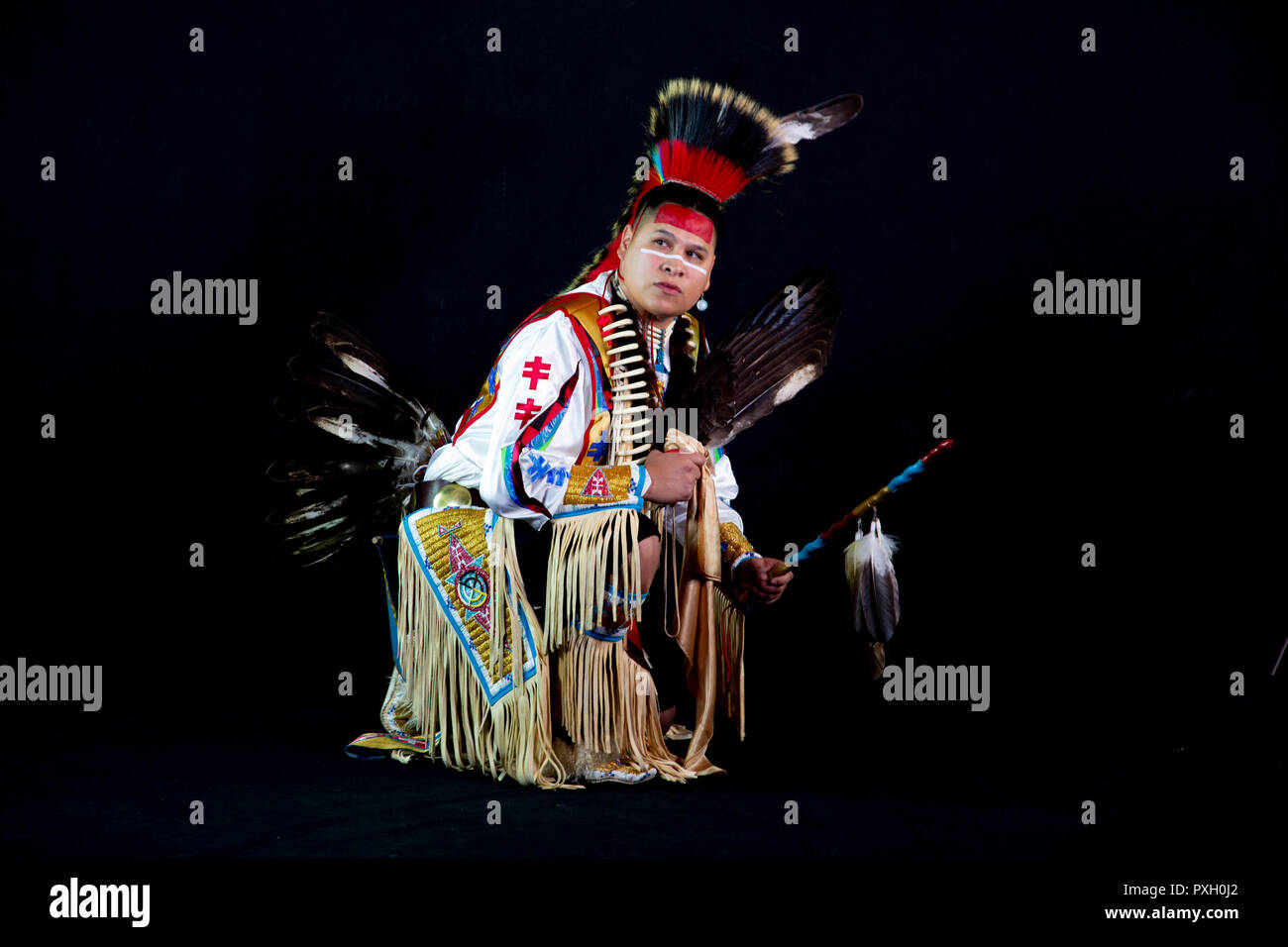 Native American Sioux lakotas en costume traditionnel Banque D'Images