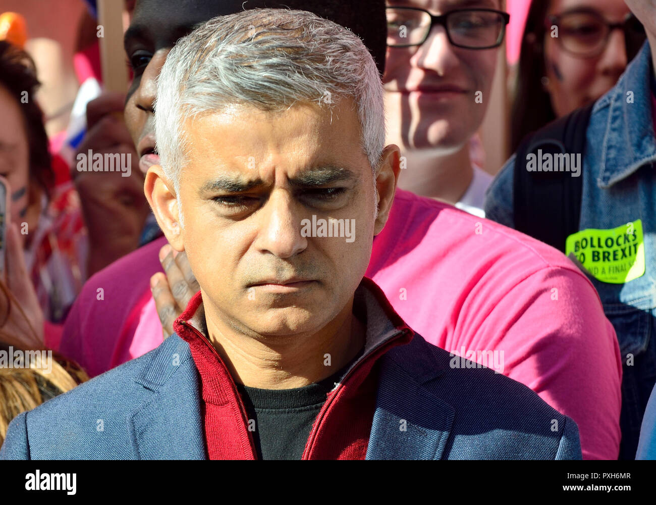 Sadiq Khan, Maire de Londres, au début du vote du peuple à l'appui de mars un deuxième référendum Brexit, Londres, 20 Octobre 2018 Banque D'Images