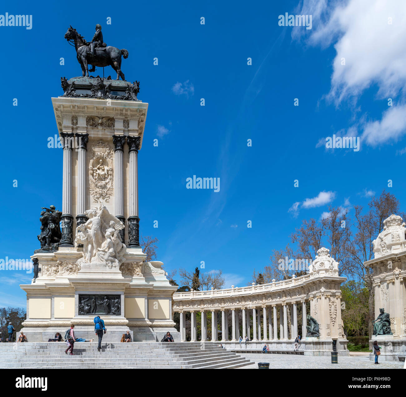 L'Alfonso XII monument, Parque del Buen Retiro, Madrid, Espagne. Banque D'Images