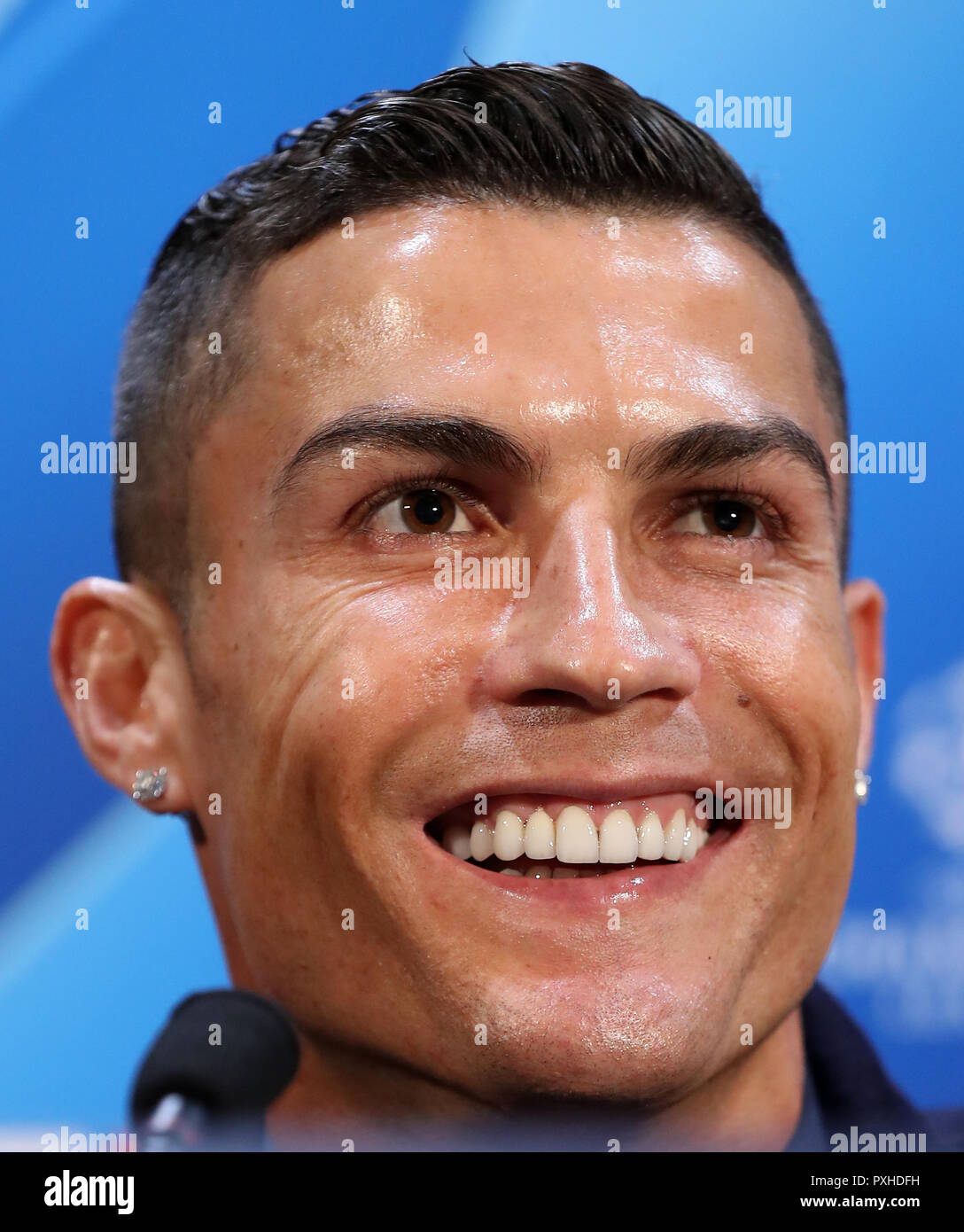 La Juventus' Cristiano Ronaldo durant la conférence de presse à Old  Trafford, Manchester Photo Stock - Alamy