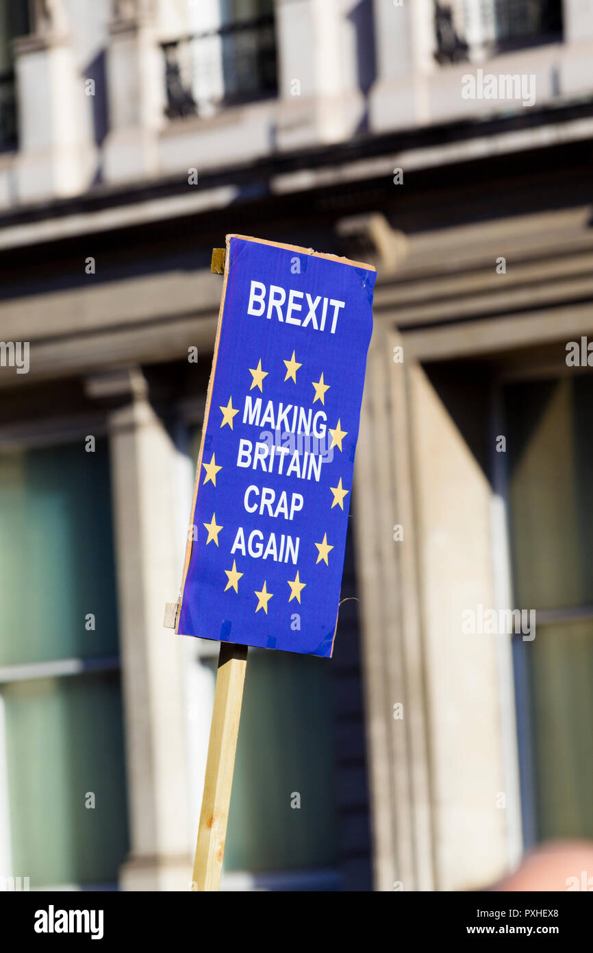 20 octobre 2018, en mars pour l'avenir - Vote du Peuple, campagne Brexit, Londres, Royaume-Uni Banque D'Images