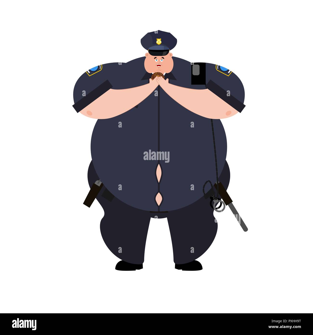 La CDP de la graisse. Policier d'épaisseur. Agent d'obèses Police. Vector illustration Illustration de Vecteur