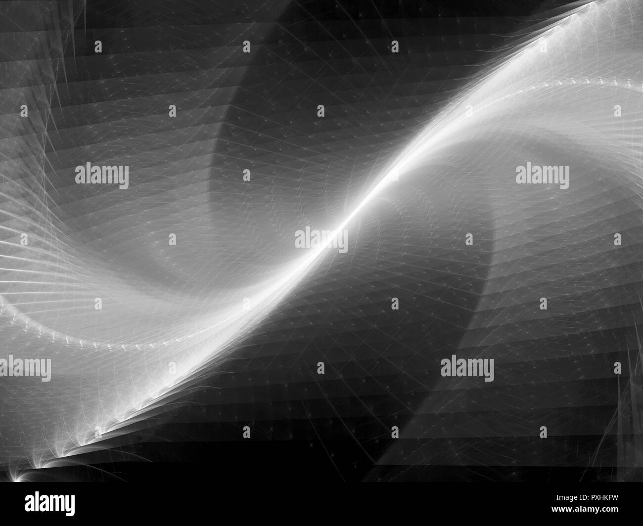 Technologie et surcaces rougeoyant, générée par ordinateur résumé fond, noir et blanc, 3D Rendering Banque D'Images