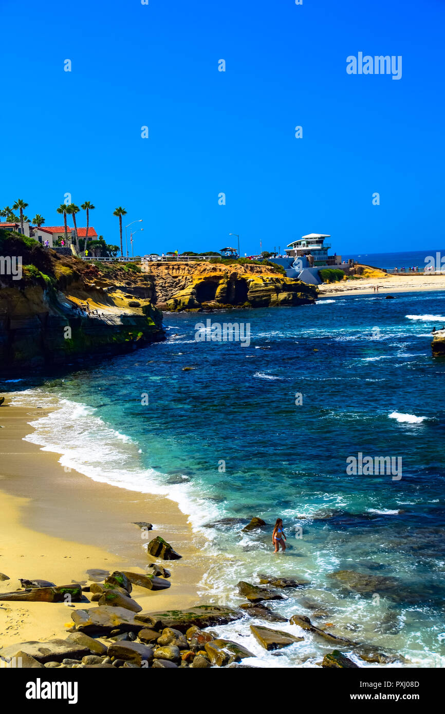 Vue de La Jolla Cove à La Jolla, Californie, USA Banque D'Images