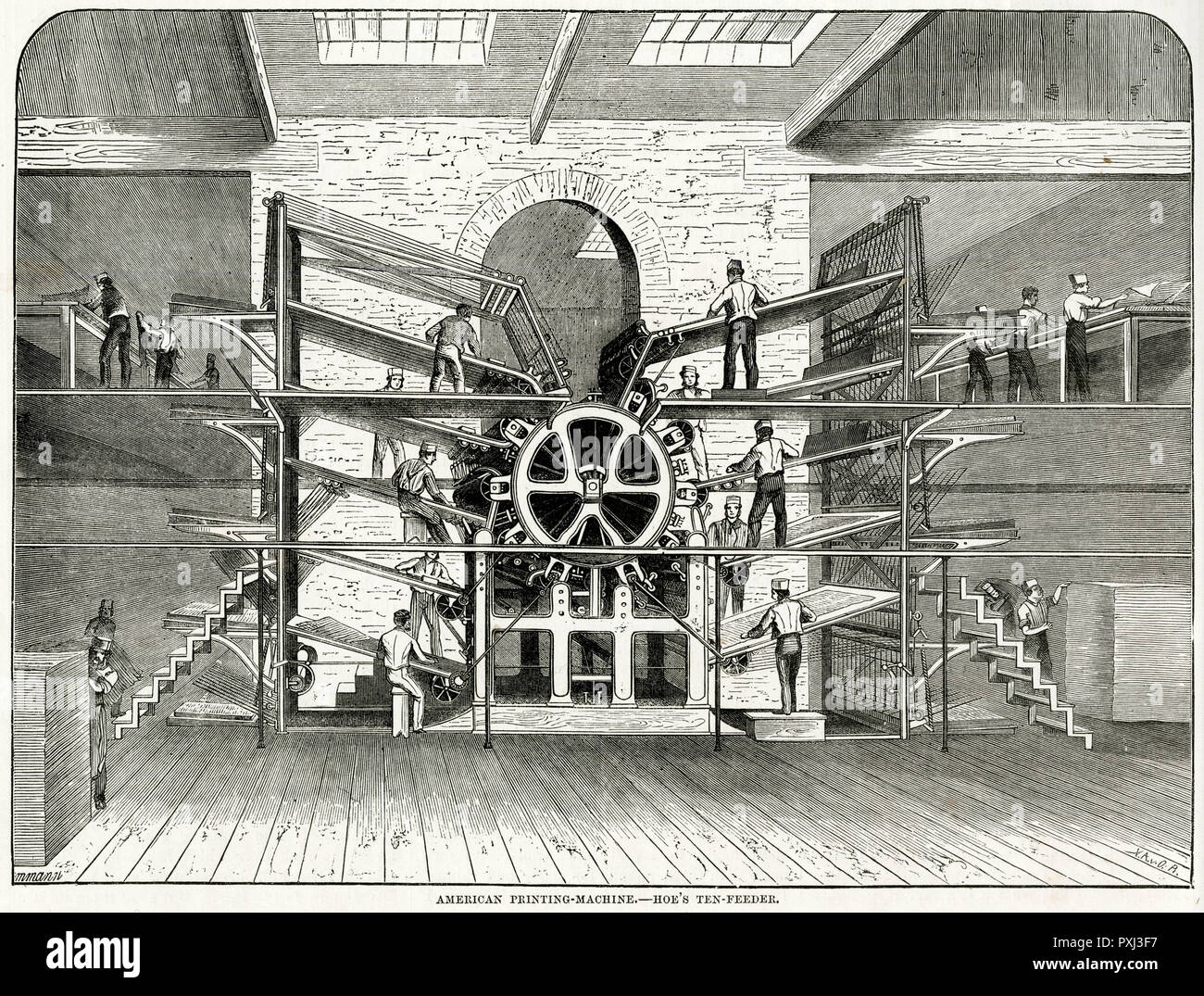 Machine d'impression à dix chargeurs de Hoe 1871 Banque D'Images