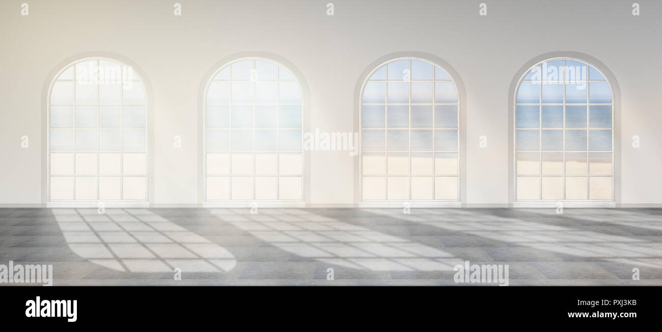 Arrière-plan de bureau salle polyvalente La fenêtre vide lumière moderne Banque D'Images