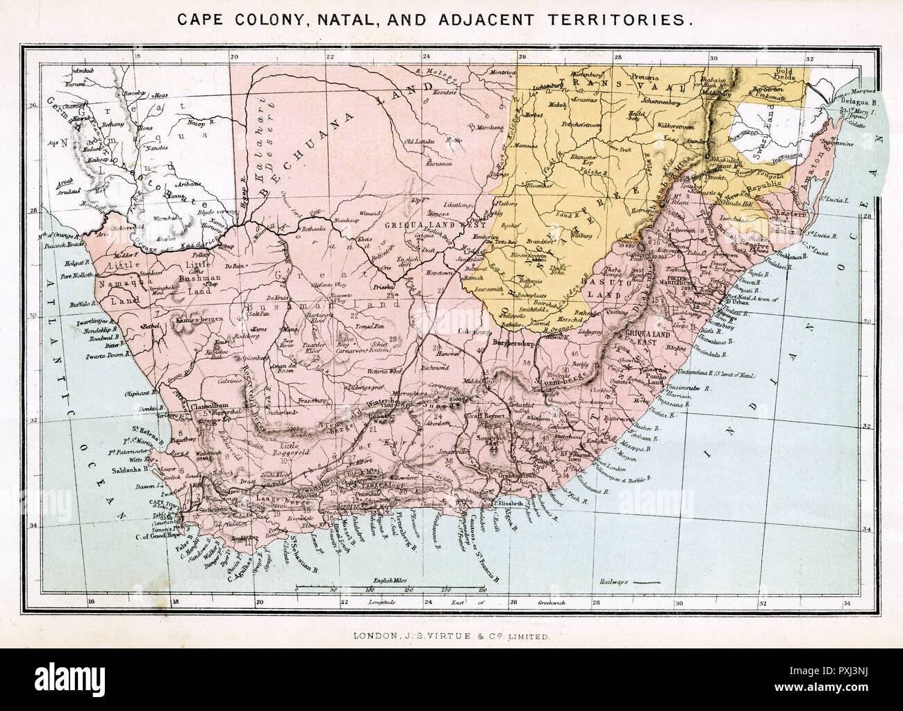 La carte de l'Afrique australe Banque D'Images
