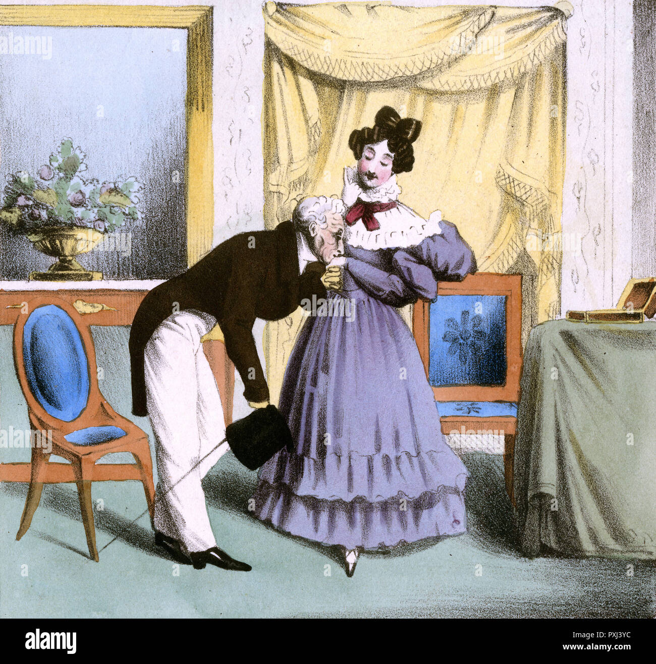 Embrasser la main (19th siècle) Banque D'Images