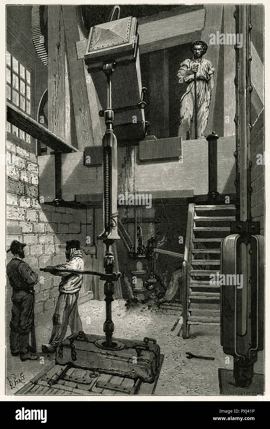 Alésage des mines de charbon 1869 Banque D'Images