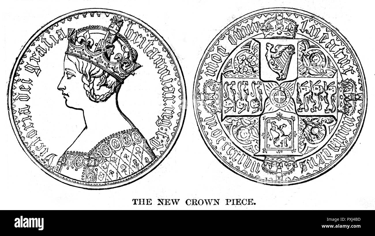 COIN/VICTORIA CROWN 1847 Banque D'Images