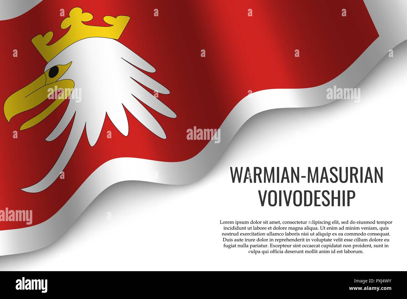 Waving Flag de Poitou-Charentes est une région de la province de Pologne sur fond blanc. Illustration de Vecteur