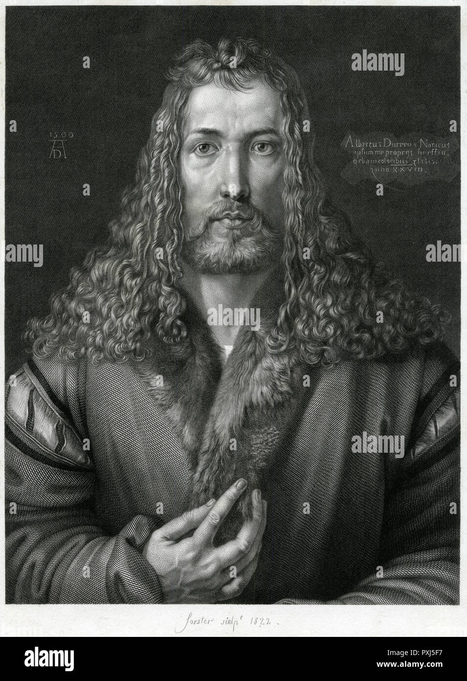 ALBRECHT Dürer (1471 - 1528) - auto-portrait, artiste et graveur allemand à l'âge de 28 ans. Date : 1822 Banque D'Images