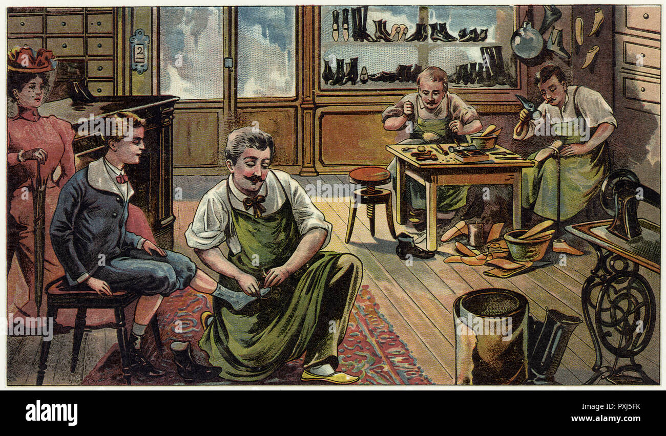 INTÉRIEUR DE L'ATELIER DE CHAUSSURES Banque D'Images