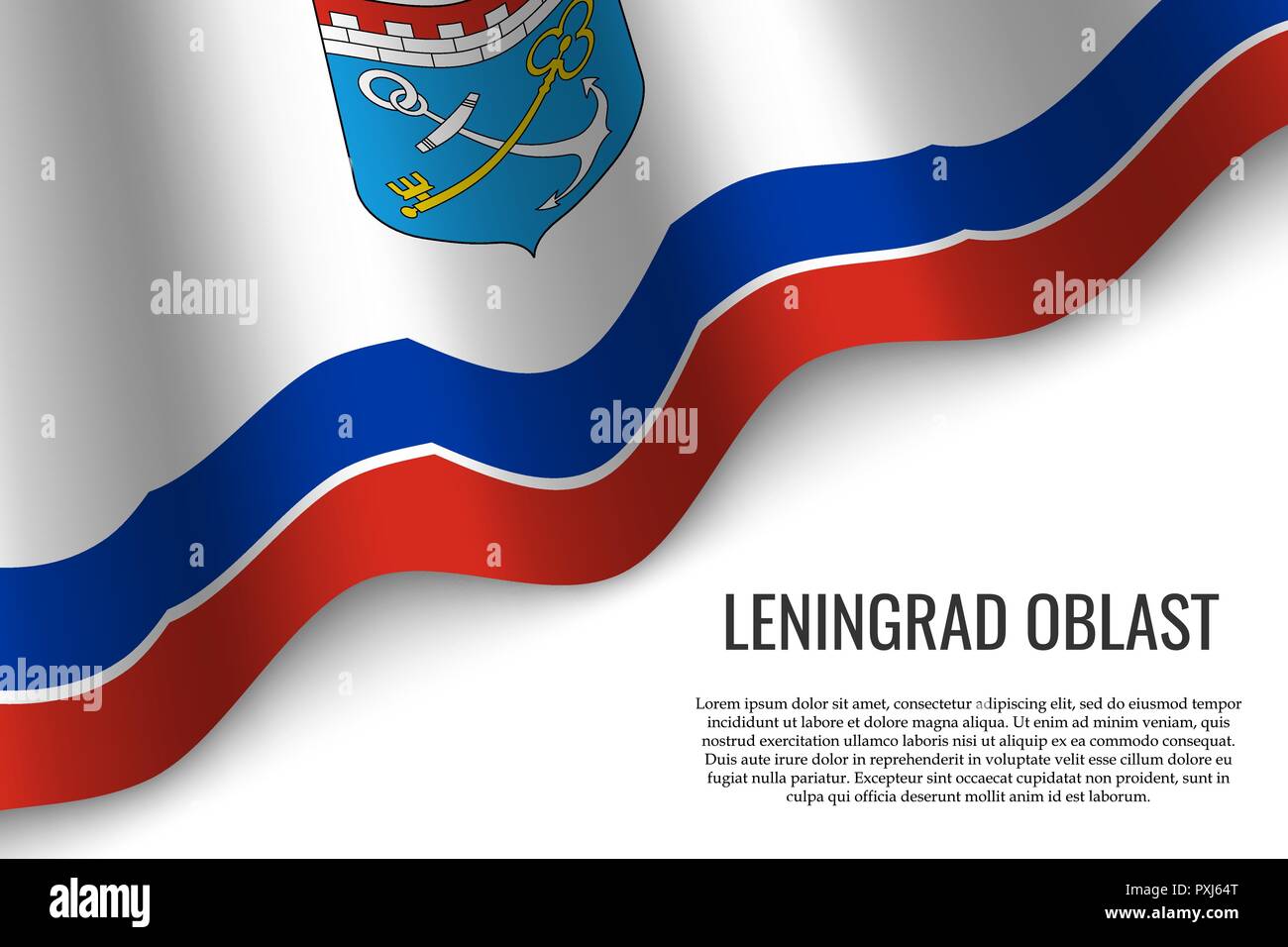 Waving Flag de l'Oblast de Léningrad est une région de la Russie sur fond transparent. Modèle pour l'affiche ou bannière. vector illustration Illustration de Vecteur