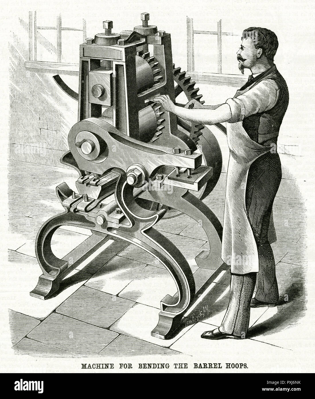 Machine pour plier les cerceaux de barillet 1875 Banque D'Images