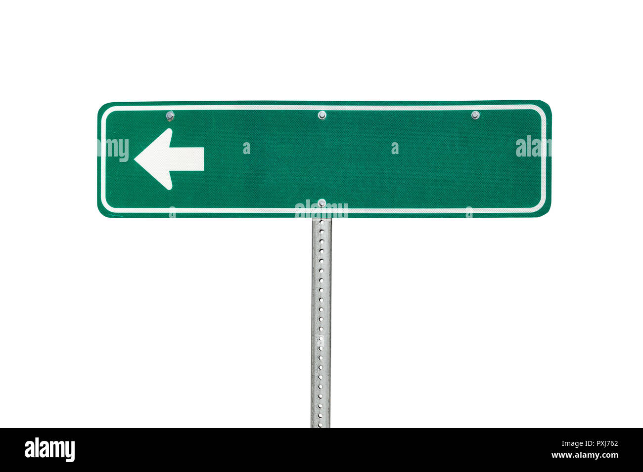 Blank directional arrow sign vert isolé sur blanc. Banque D'Images