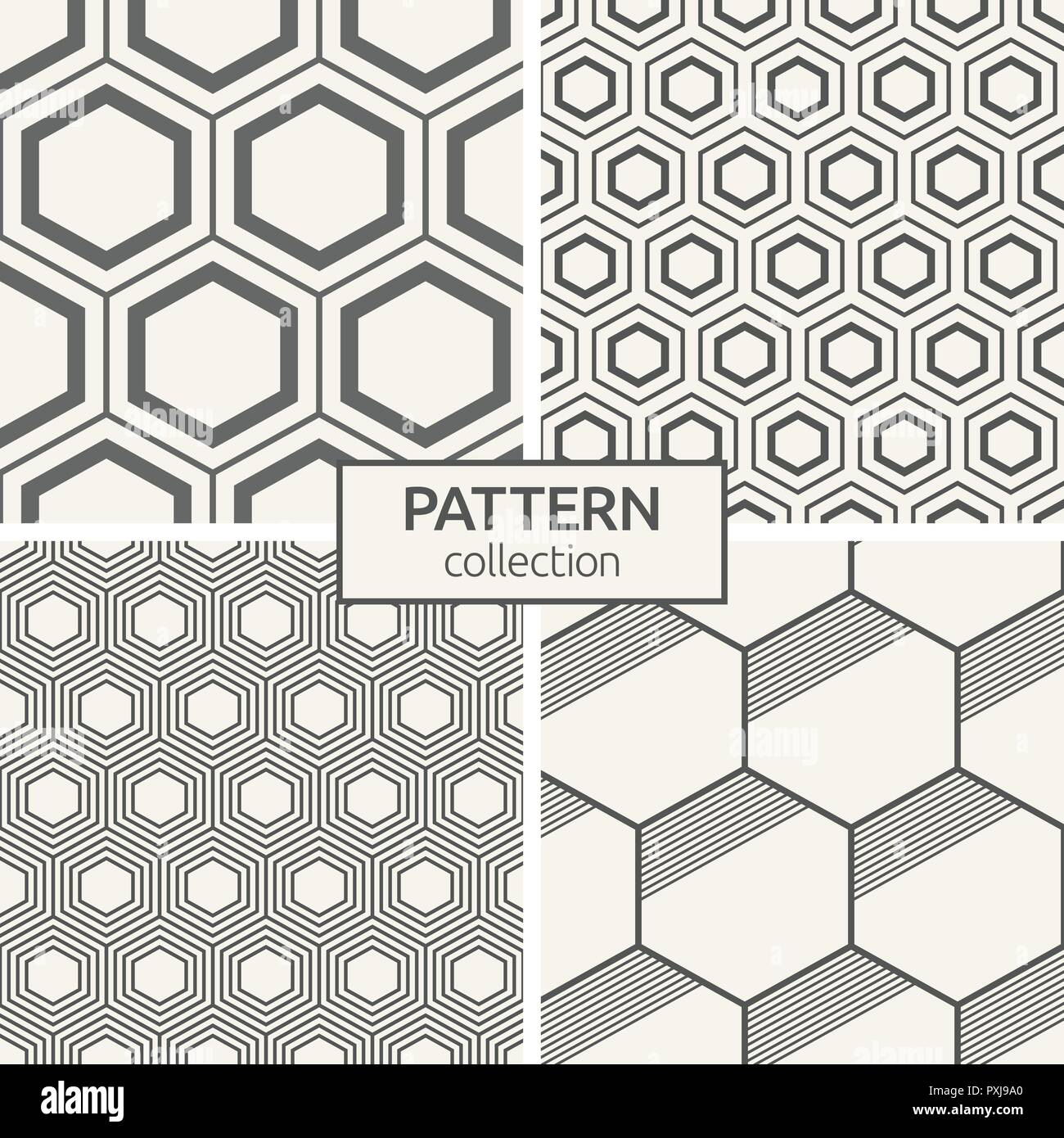 Ensemble de quatre modèles sans couture. Abstract vector mode géométrique. Style linéaire. Textures moderne et élégant avec des hexagones. Milieux branchés Illustration de Vecteur