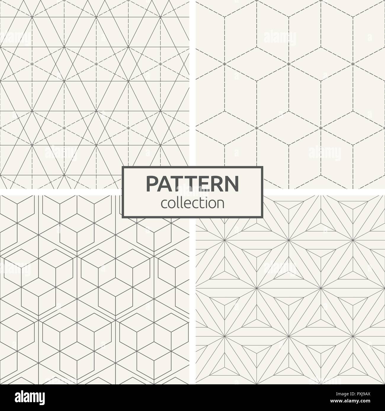 Ensemble de quatre modèles sans couture. Abstract vector mode géométrique. Style linéaire. Textures stylé et moderne. Grille linéaire avec des triangles. Illustration de Vecteur