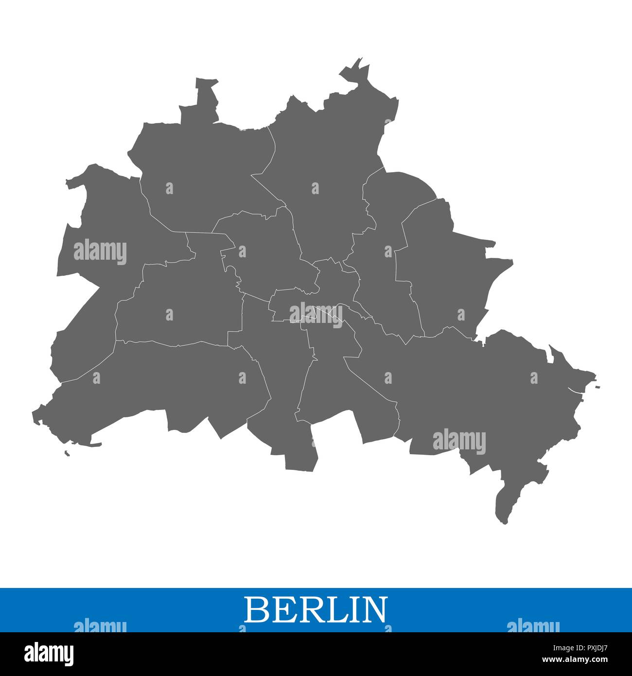 Carte de haute qualité de Berlin est une ville d'Allemagne, et les frontières des districts Illustration de Vecteur