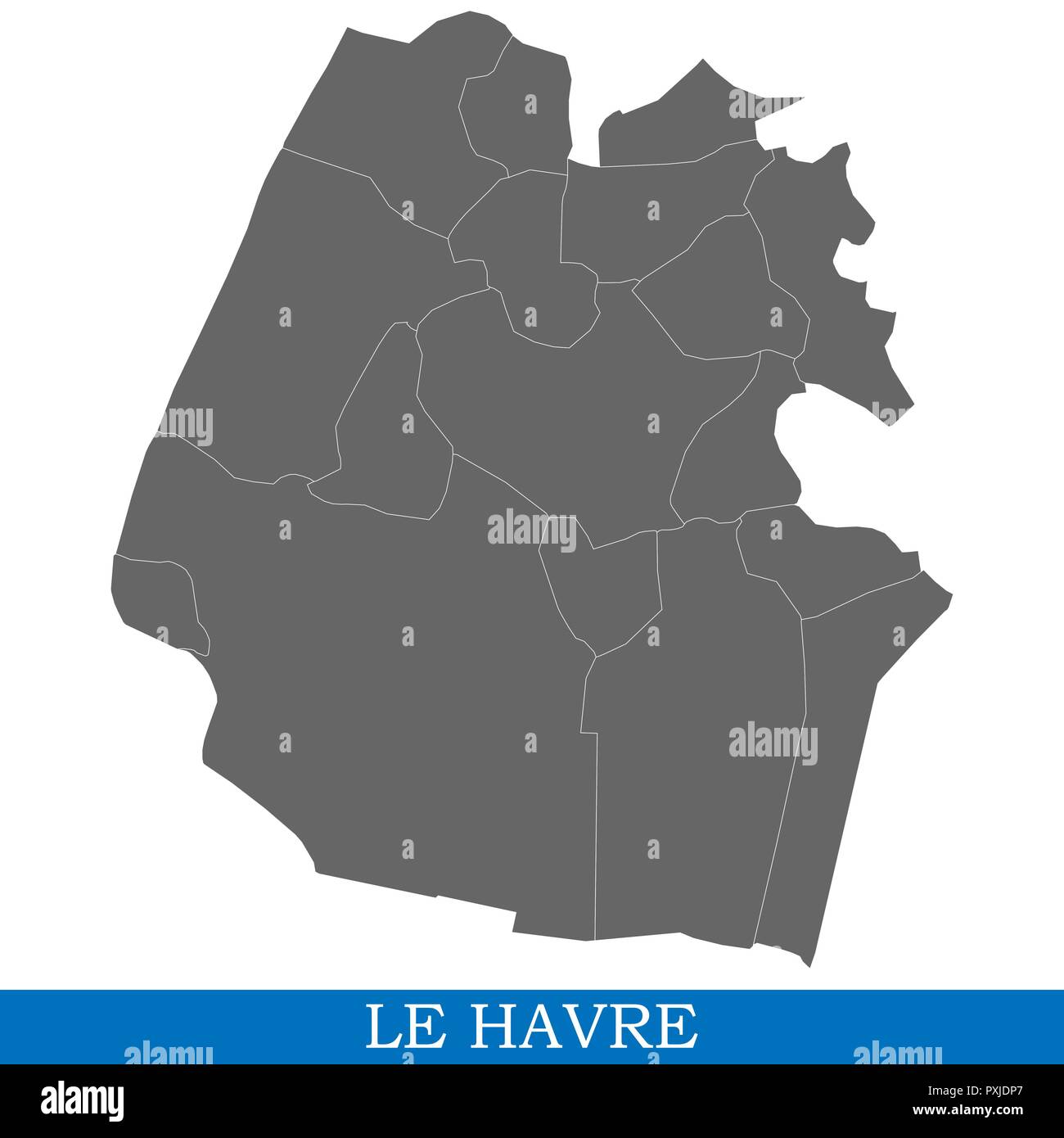 Carte de haute qualité de Le Havre est une ville de France, et les frontières des districts Illustration de Vecteur