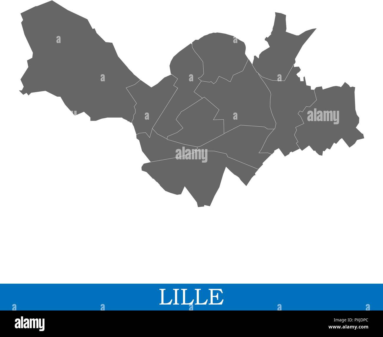 Carte de haute qualité de Lille est une ville de France, et les frontières des districts Illustration de Vecteur