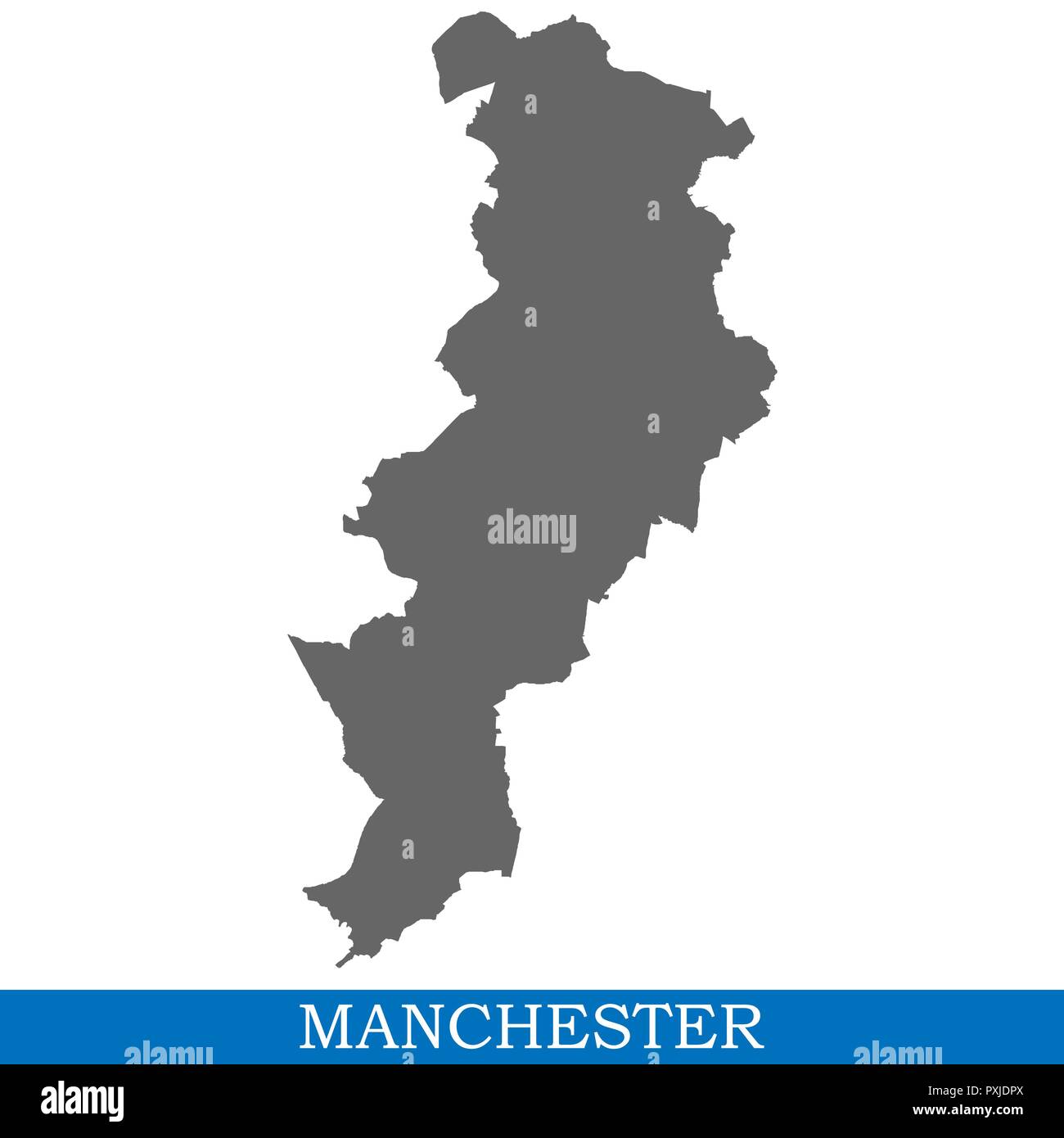 Carte de haute qualité de Manchester est une ville de France, et les frontières des districts Illustration de Vecteur