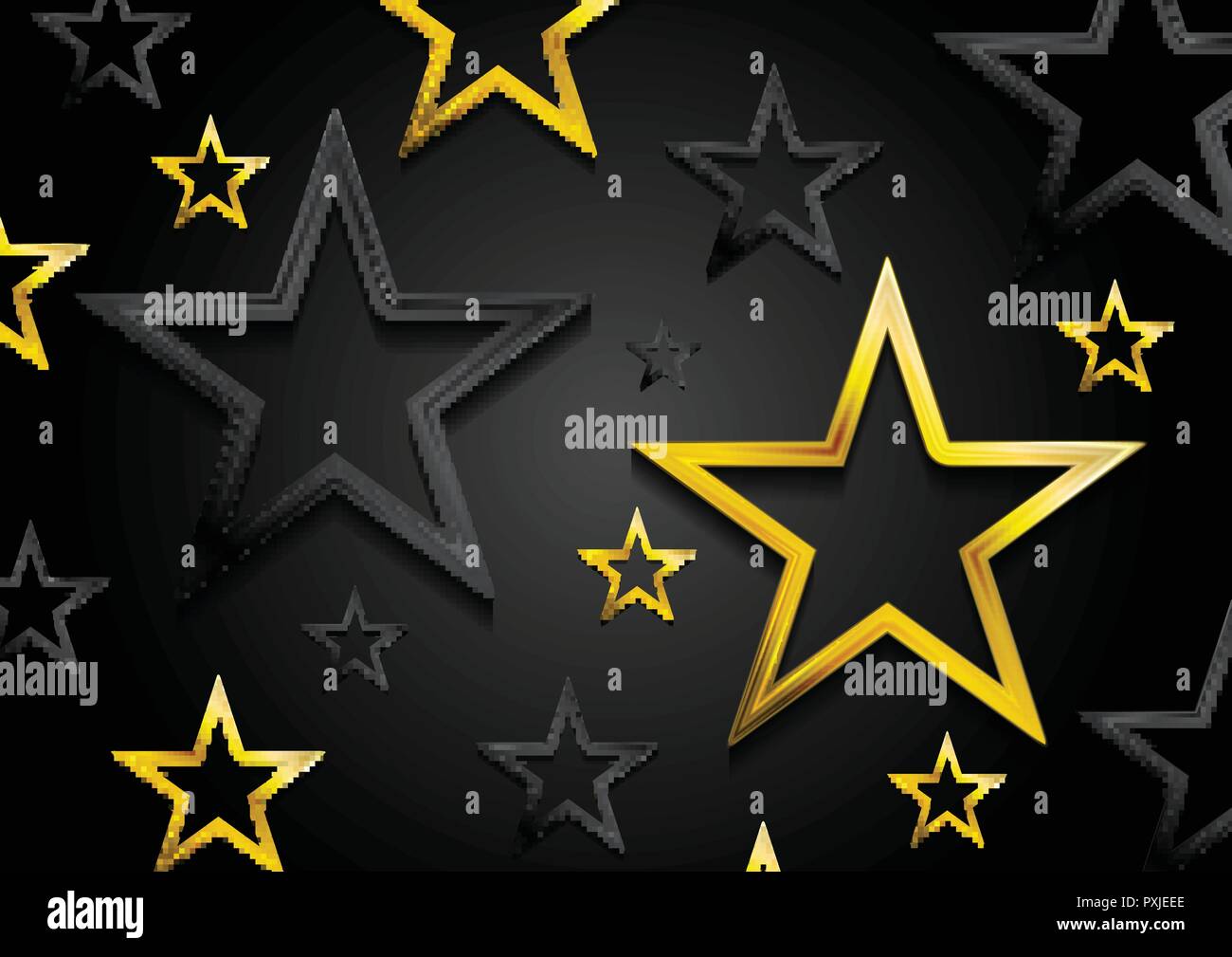 Et d'or brillant noir stars de fond. Modèle vectoriel art design de luxe de l'entreprise Illustration de Vecteur