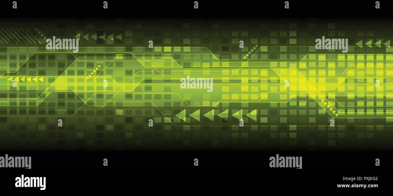 Abstract green technology sci-fi bannière avec des carrés et des flèches. Arrière-plan de coupe vecteur Illustration de Vecteur