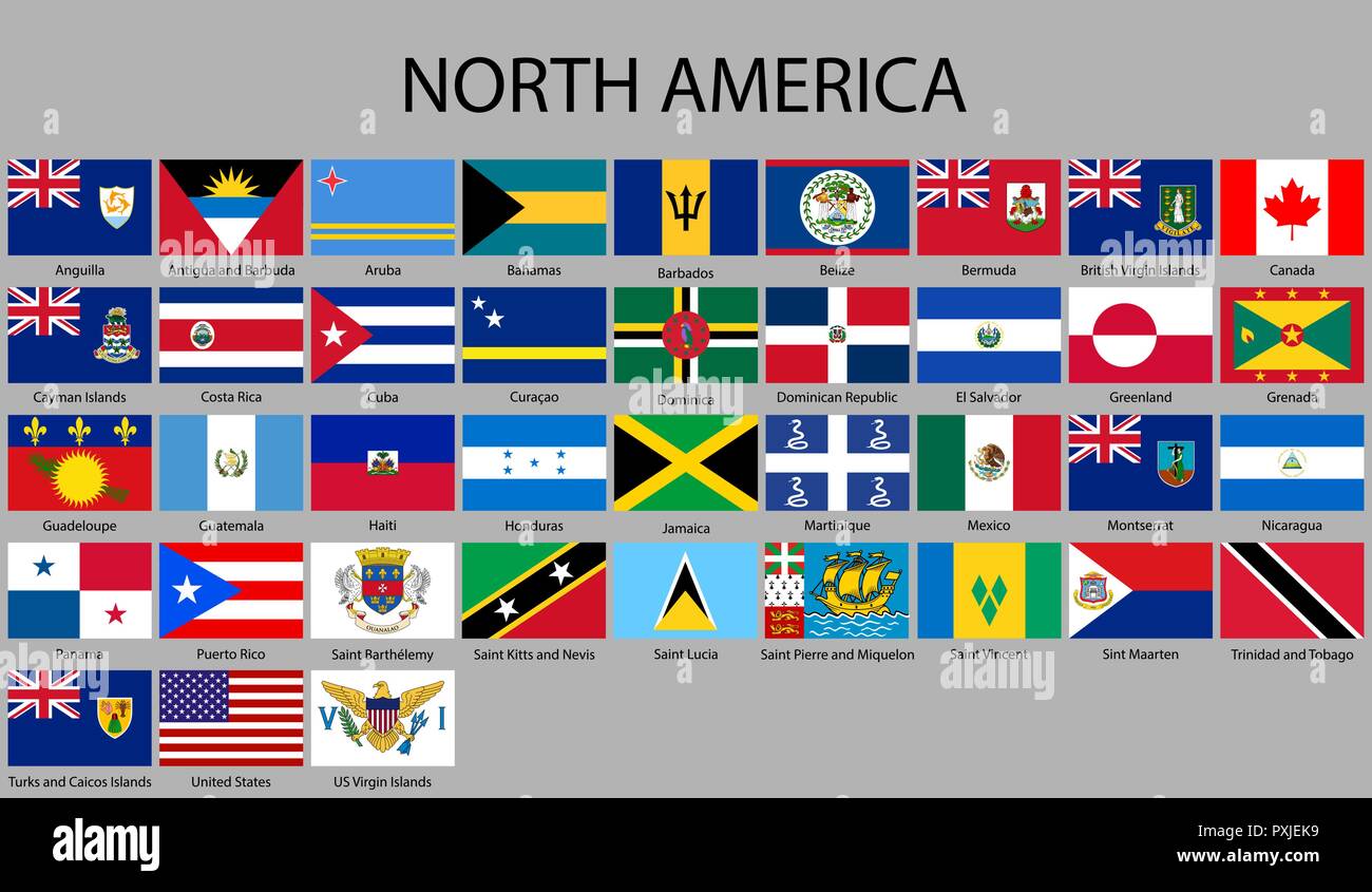 Tous les drapeaux de l'Amérique du Nord. Vector Illustration Image ...