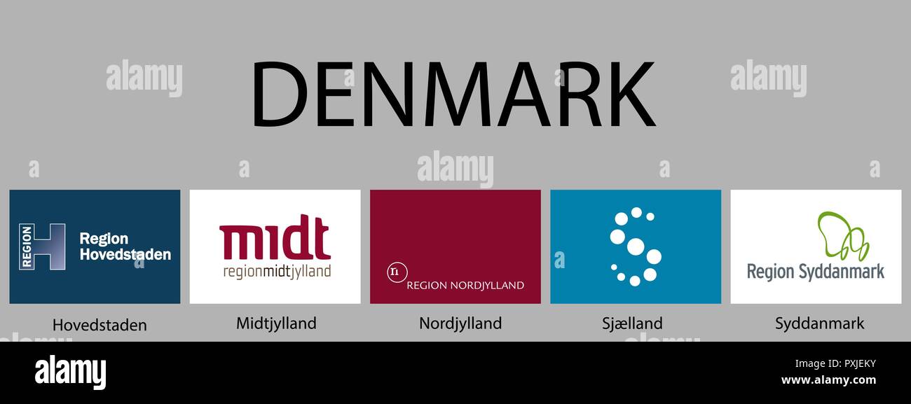 Tous les drapeaux des régions du Danemark. Vector illustraion Illustration de Vecteur