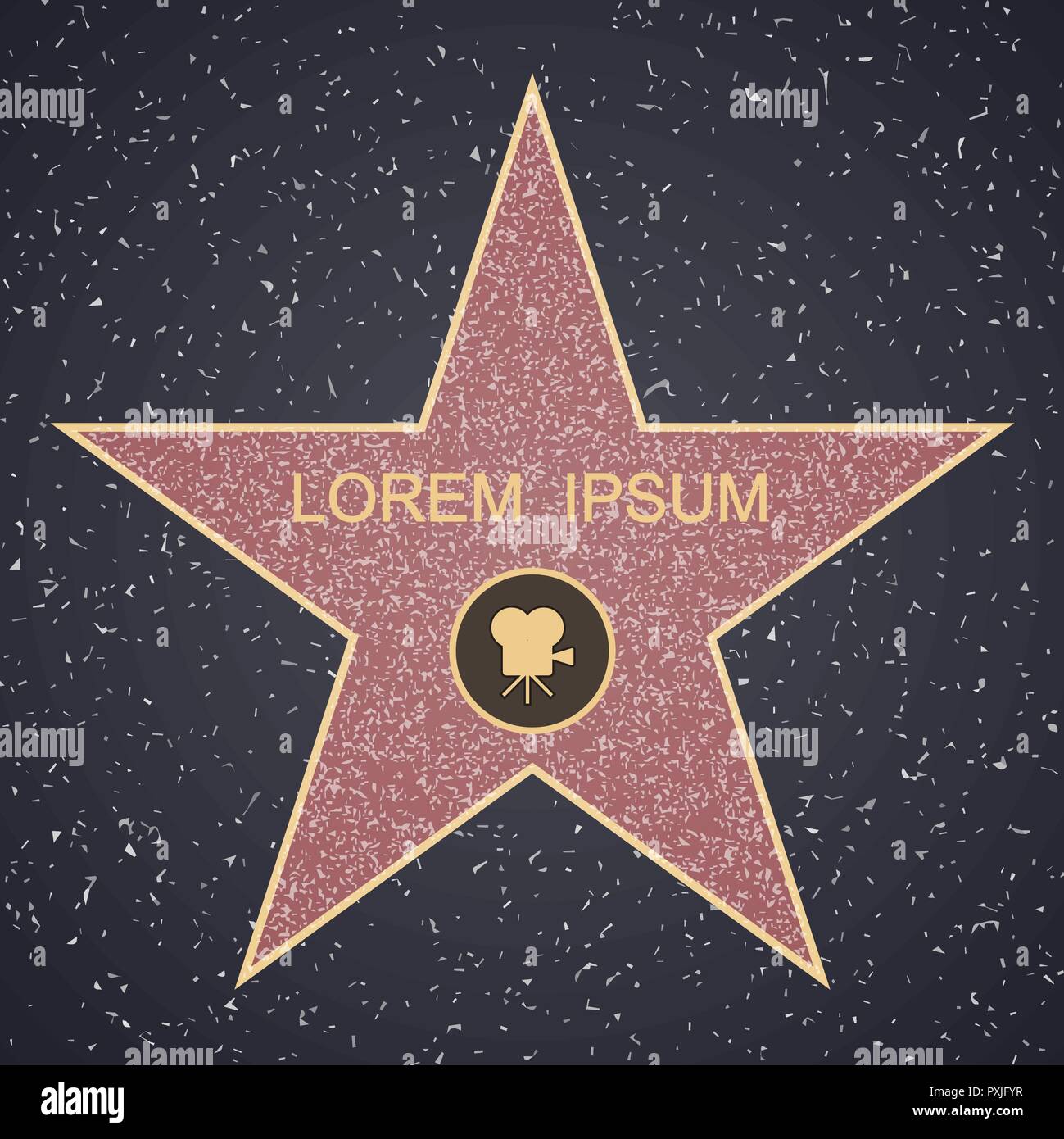 Walk of Fame. star modèle vierge sur fond carré en granit, signe de succès personnels Illustration de Vecteur