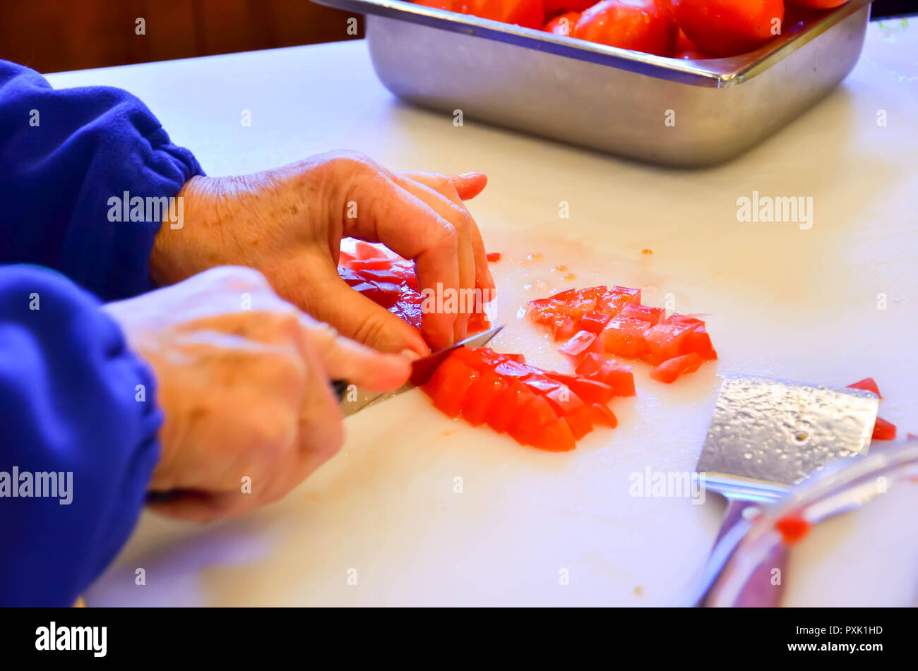 Couper les tomates Banque D'Images