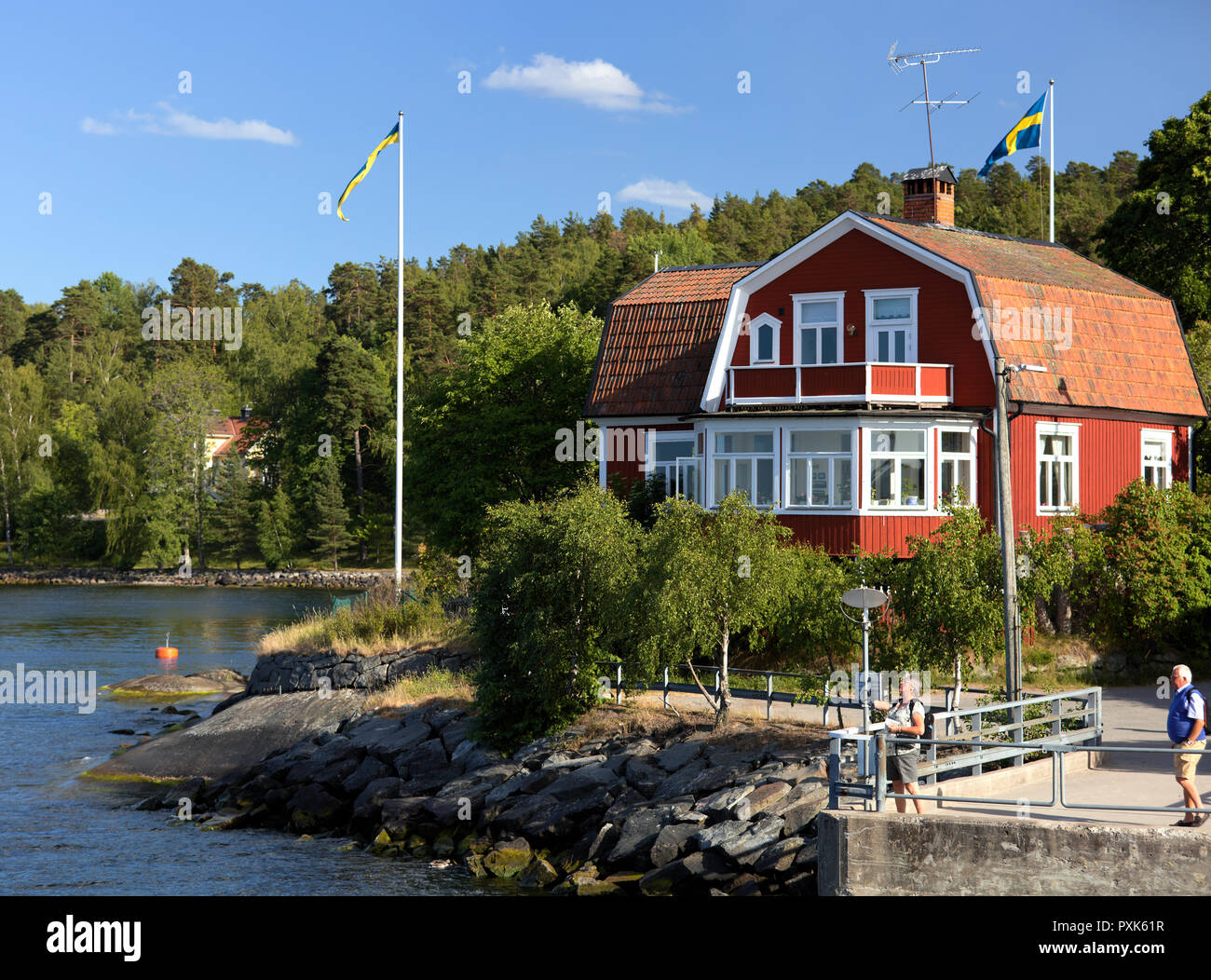 Grande maison de bord dans Hasseluden, Värmdö, près de Stockholm, Suède Banque D'Images