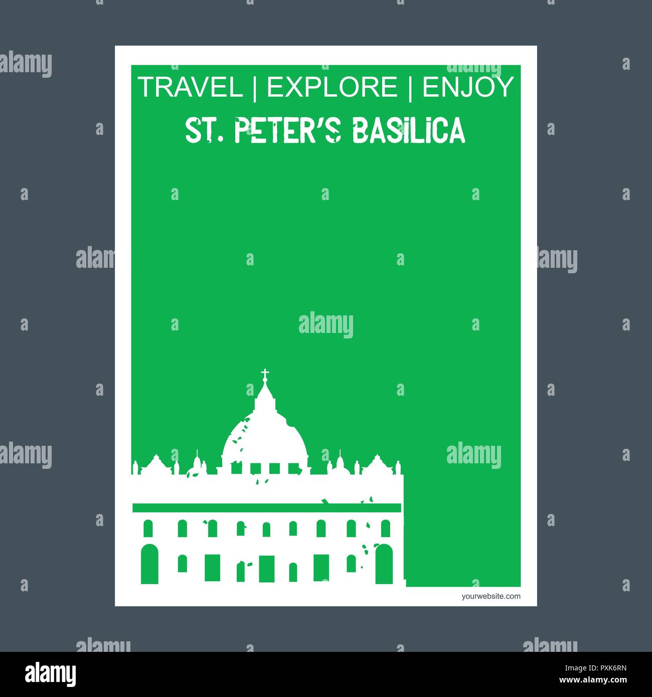 La Basilique St Pierre, Italie monument monument brochure télévision style et typographie vector Illustration de Vecteur