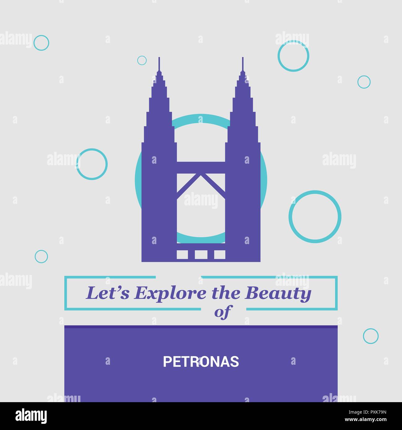Nous allons explorer la beauté de Petronas Kuala Lumpur, Malaisie Monuments Nationaux Illustration de Vecteur