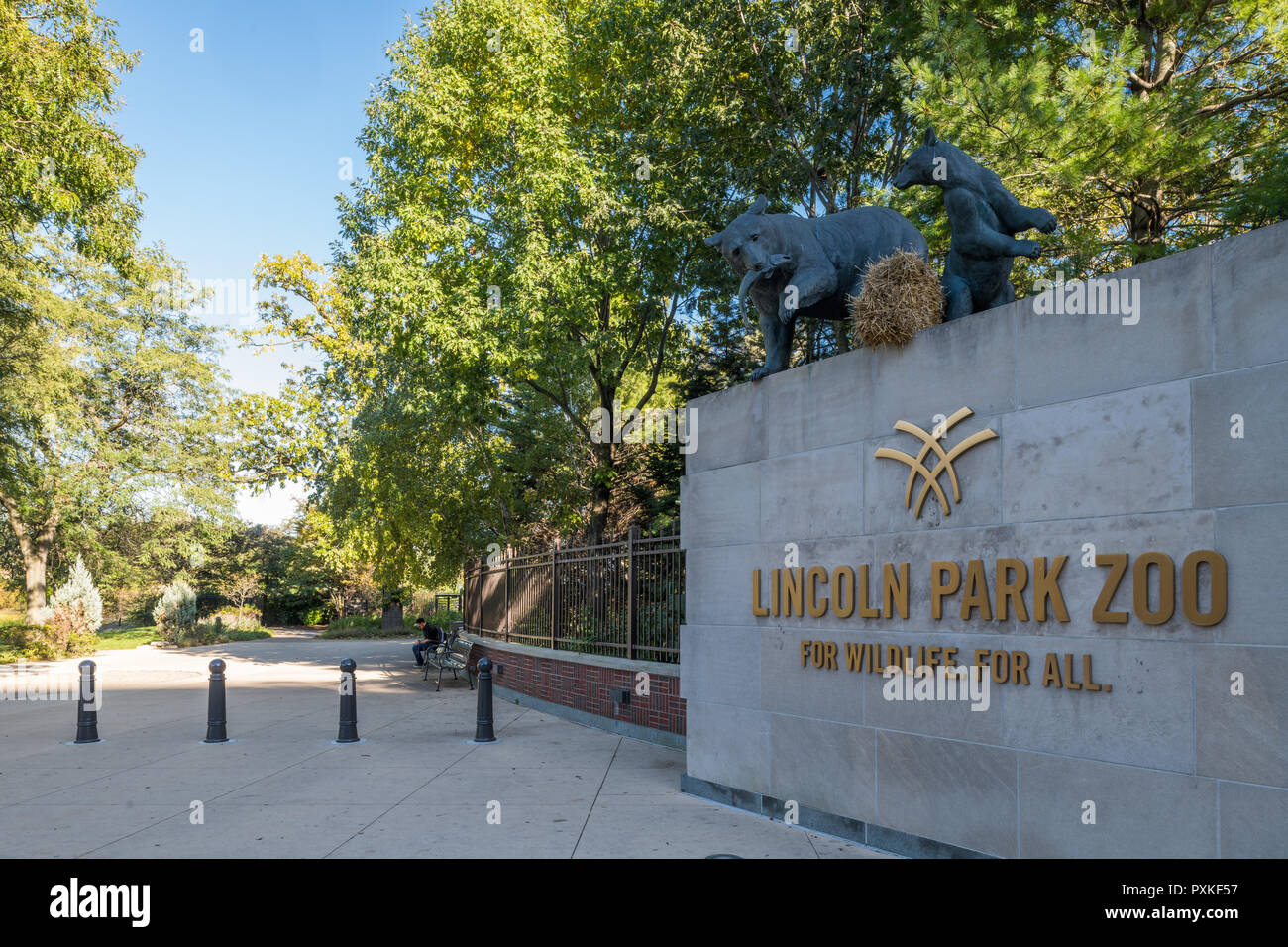 Entrée de Lincoln Park Zoo Banque D'Images