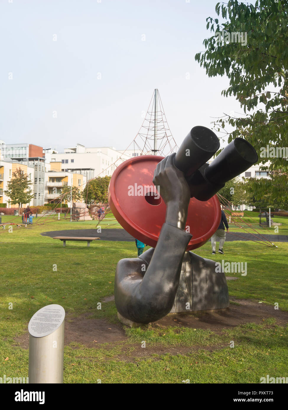 Løren, un quartier résidentiel moderne à Oslo en Norvège, avec le parc de sculptures de Peer Gynt dans le centre, le bouton maker Banque D'Images