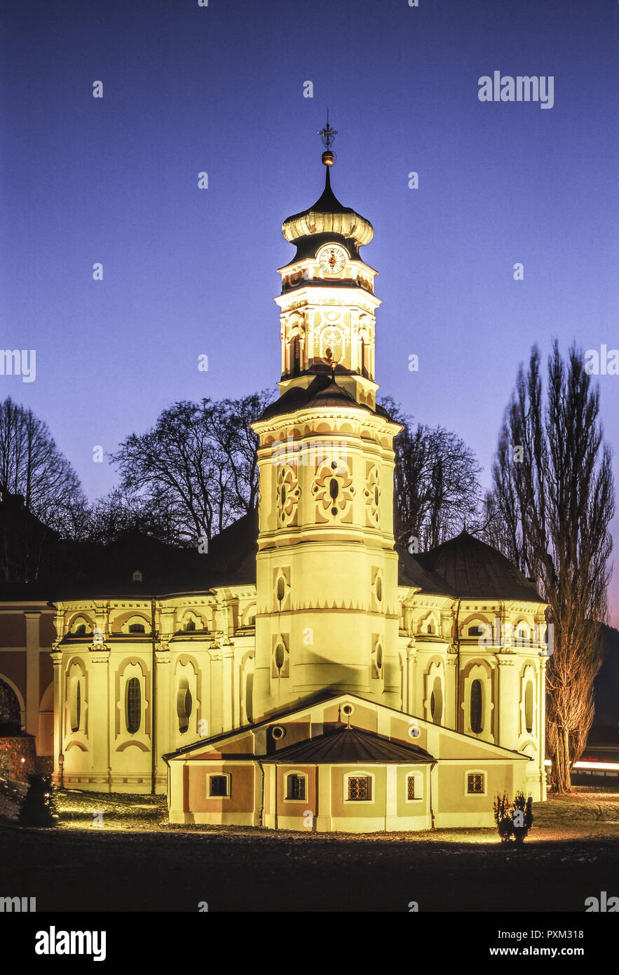 Karlskirche bei Volders, l'Inntal, Tirol, Österreich, Europa, Karlskirche À Volders, vallée de l'Inn, Tyrol, Autriche, Europe, soir, Crépuscule, soir l'humeur, une Banque D'Images