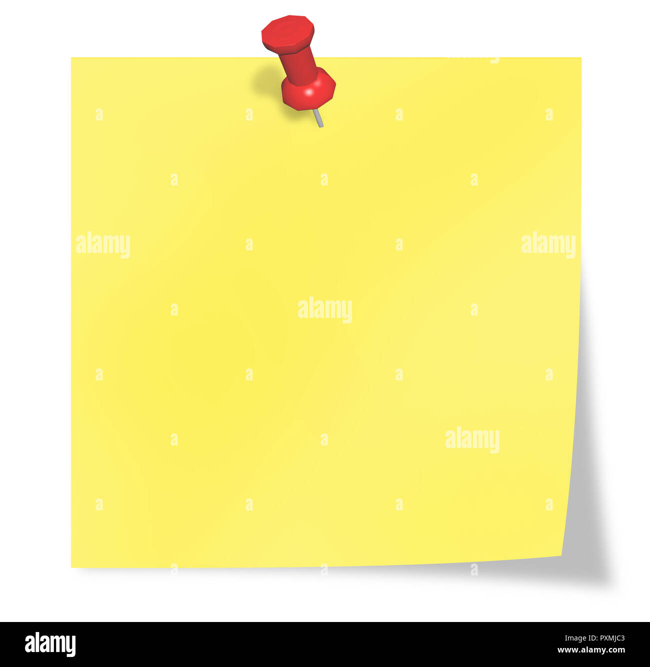 Post It Jaune Rouge Avec Punaise Isolated On White Photo Stock Alamy