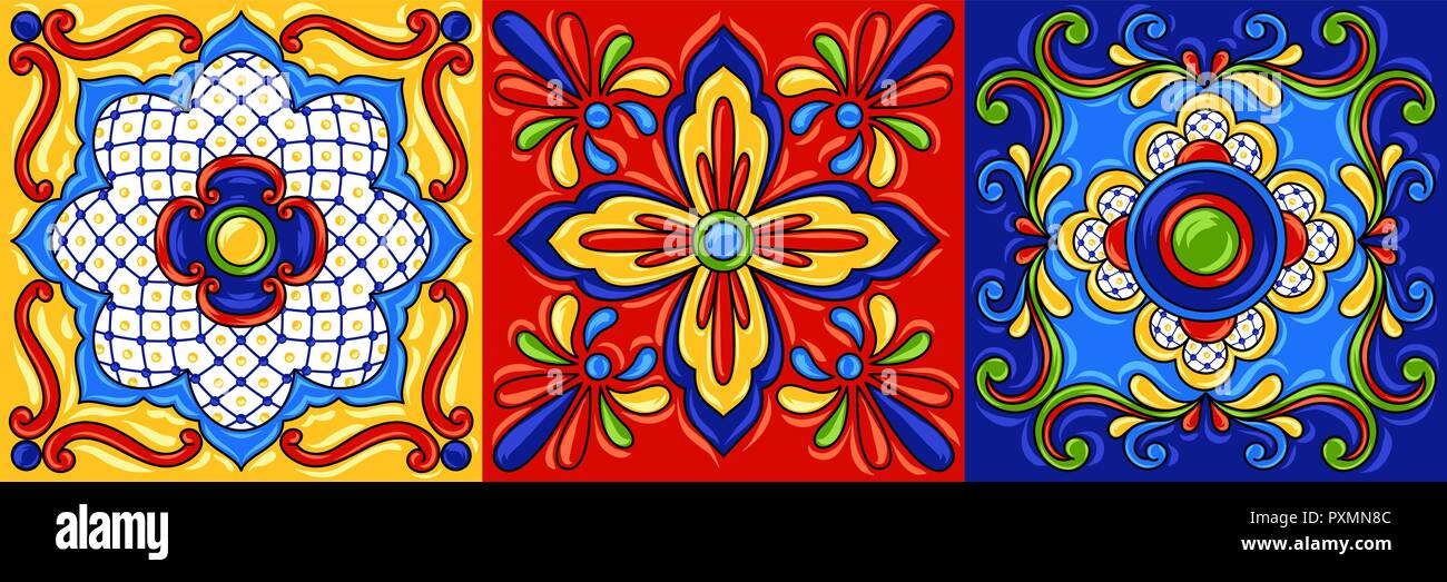 Motif carreaux de céramique talavera mexicain. Illustration de Vecteur