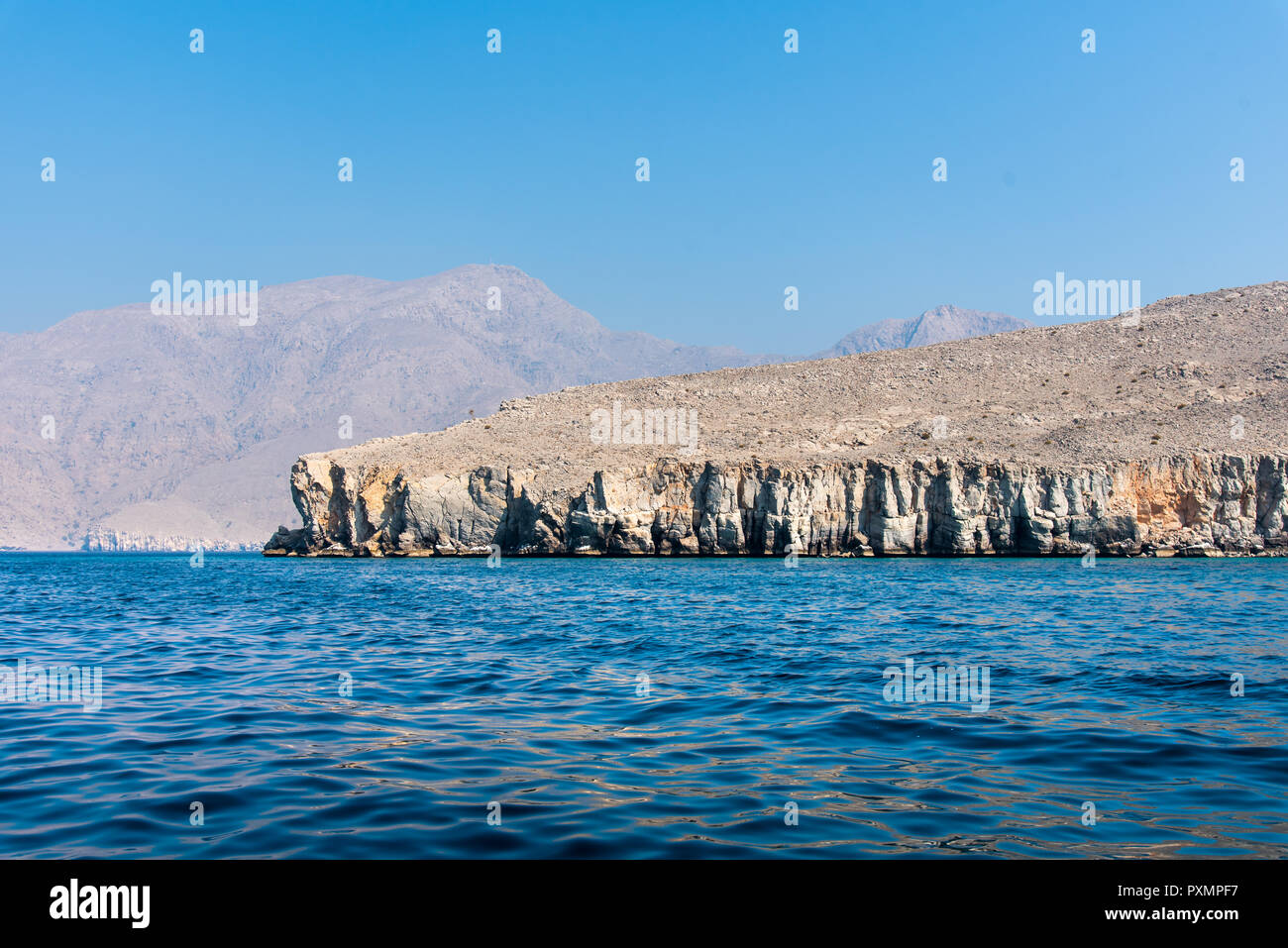Les fjords de Musandam peninsula près de Khasab en Oman Banque D'Images